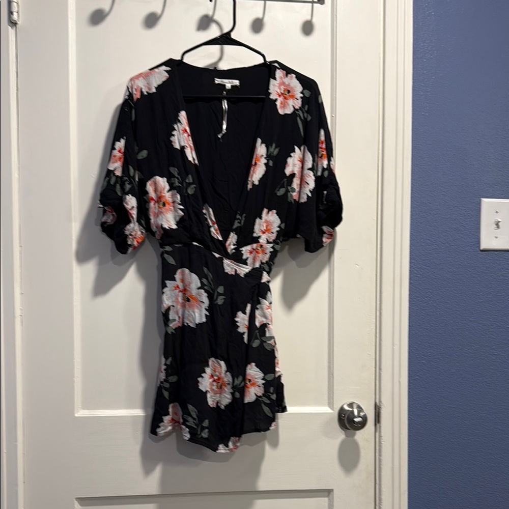 Floral Black Wrap dress